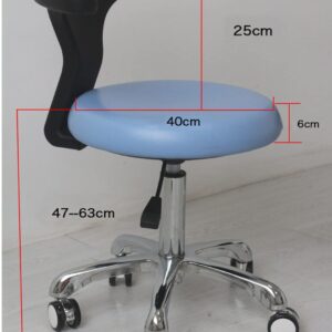 GUNEL Medical Dentist Chair Dental Stool Dental Mobile Chair, Height Adjustable Doctor Chair with 360 Degree Rotation Backrest and Seat (Color : Blue, Size : A(Without Foot Rest))