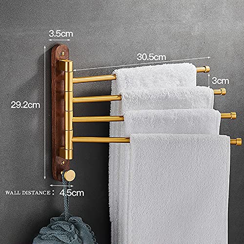 Heated Towel Rack, Towel Holders for Bathrooms Towel Rack Gold Swivel Towel Bar Set Wall Towel Rail Space Aluminum 4-Arm Towel Ring for Bathroom, Kitchen ，Electric Towel Warmer