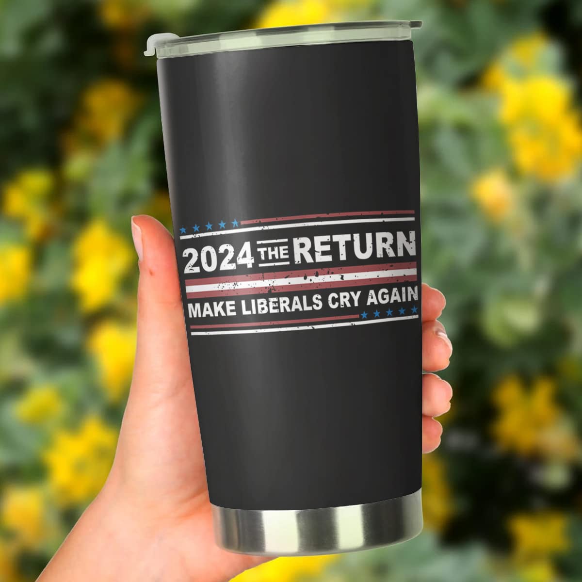 Donald Trump 2024 The Return, Make The Liberals Cry Again Coffee Mug Tumbler - Birthday Christmas Gifts - Funny Patriotic Insulated Tumblers with Lid & Straw 20 Oz | Stainless Steel Mug