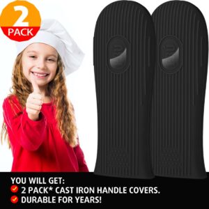 Cbiumpro 2-Pack Cast Iron Handle Cover, Silicone Heat Resistant Cast Iron Skillet Handle Cover, Hot Pan Handle Holder Sleeve