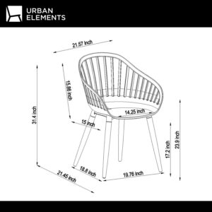 Urban Elements Nature 5-Piece Wood Patio Furniture Set | Teak Finish 100% FSC Eucalyptus | Backyard, Outside Table and Chairs, Round Outdoor Dining Set for 4, Patio Dining Set for 4 (White)