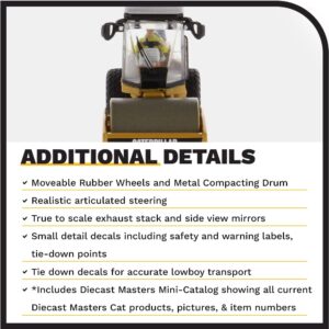 Diecast Masters 1:87 Caterpillar CS56 Smooth Drum Vibratory Soil Compactor - HO Models 85246 - Functioning Wheels & Rolling Drum