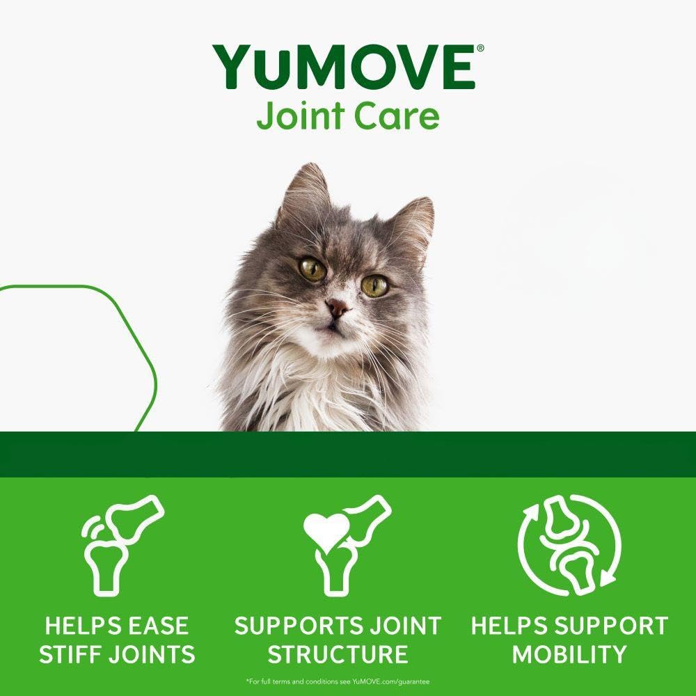 YuMOVE Cat Joint Supplement with Glucosamine,Chondroitin, MSM, Omega 3, Hyaluronic Acid, & Green Lipped Mussel - Joint Support Supplement - for Senior Cats 60 Capsules