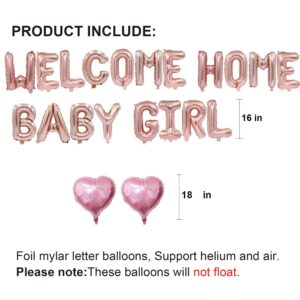 Welcome Home Baby Girl Balloon Banner for Baby Shower Decorations, Baby Gender Reveal Party Supplies (RosGold 16 inch)