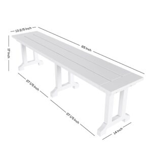 WestinTrends Malibu 65" Outdoor Dining Bench, All Weather Resistant Poly Lumber Patio Garden Bench Trestle Long Bench for Both Outdoor and Indoor, Black