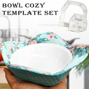 Bowl Cozy Template Cutting Ruler Set, 3Pcs Acrylic Transparent Quilting Bowl Templates for Hot and Cold Food Bowl Rack, DIY Kitchen Art Craft Acrylic Stencil Cut On Fold Template Sewing (White)