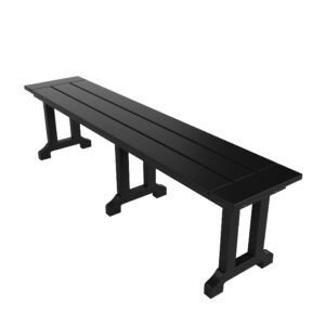 westintrends malibu 65" outdoor dining bench, all weather resistant poly lumber patio garden bench trestle long bench for both outdoor and indoor, black