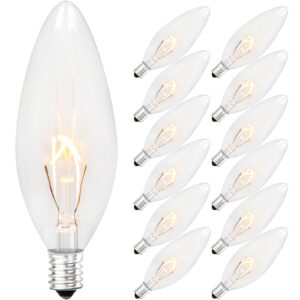 brightever vintage incandescent light bulbs 40watt b10 380 lumens, clear dimmable e12 edison candelabra lightbulbs, decorative candle bulbs for chandeliers, ceiling fan, 2500k warm white 12-pack