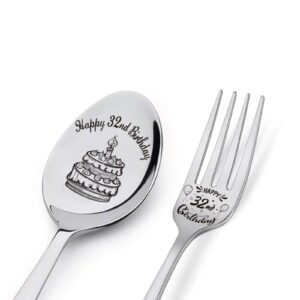 happy 32nd birthday spoon&fork gifts engraved spoon&fork personalized birthday gifts for son daughter sister brother boyfriend girlfriend husband wife friends