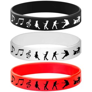 ATSMOICY 24PCS Rock and Roll Rubber Bracelets Silicone Wristbands -80s 90s Party Supplies Musician Guitar Rap Birthday Baby Shower Party Favors