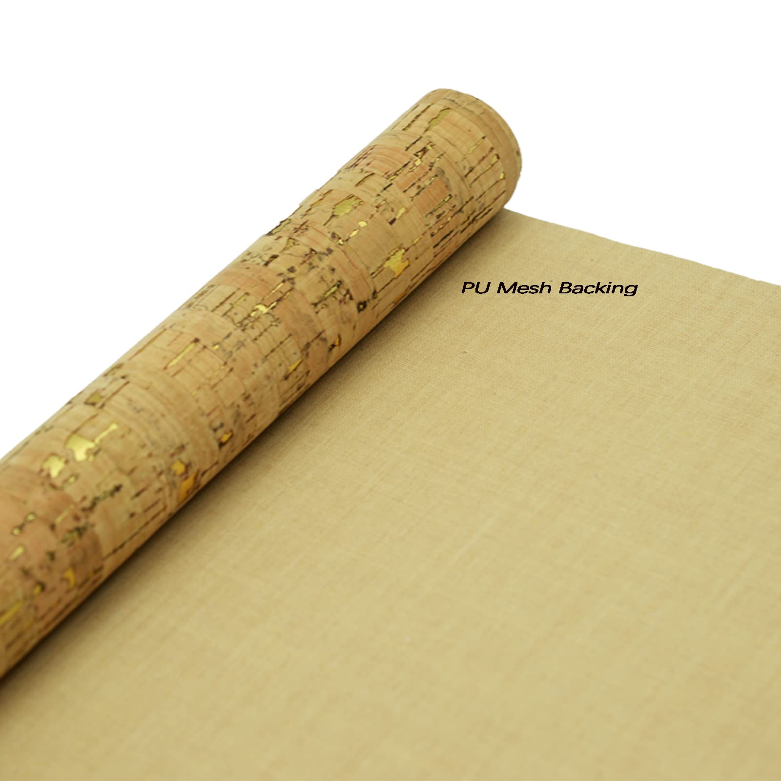 SorenCut Cork Fabric by The Yard for Sewing: Natural Cork and Gold Embellished Craft Fabric Sheet,Glitter Fabric Roll 12.5 * 54 Inch for Earrings and Other HandCrafts DIY Projects