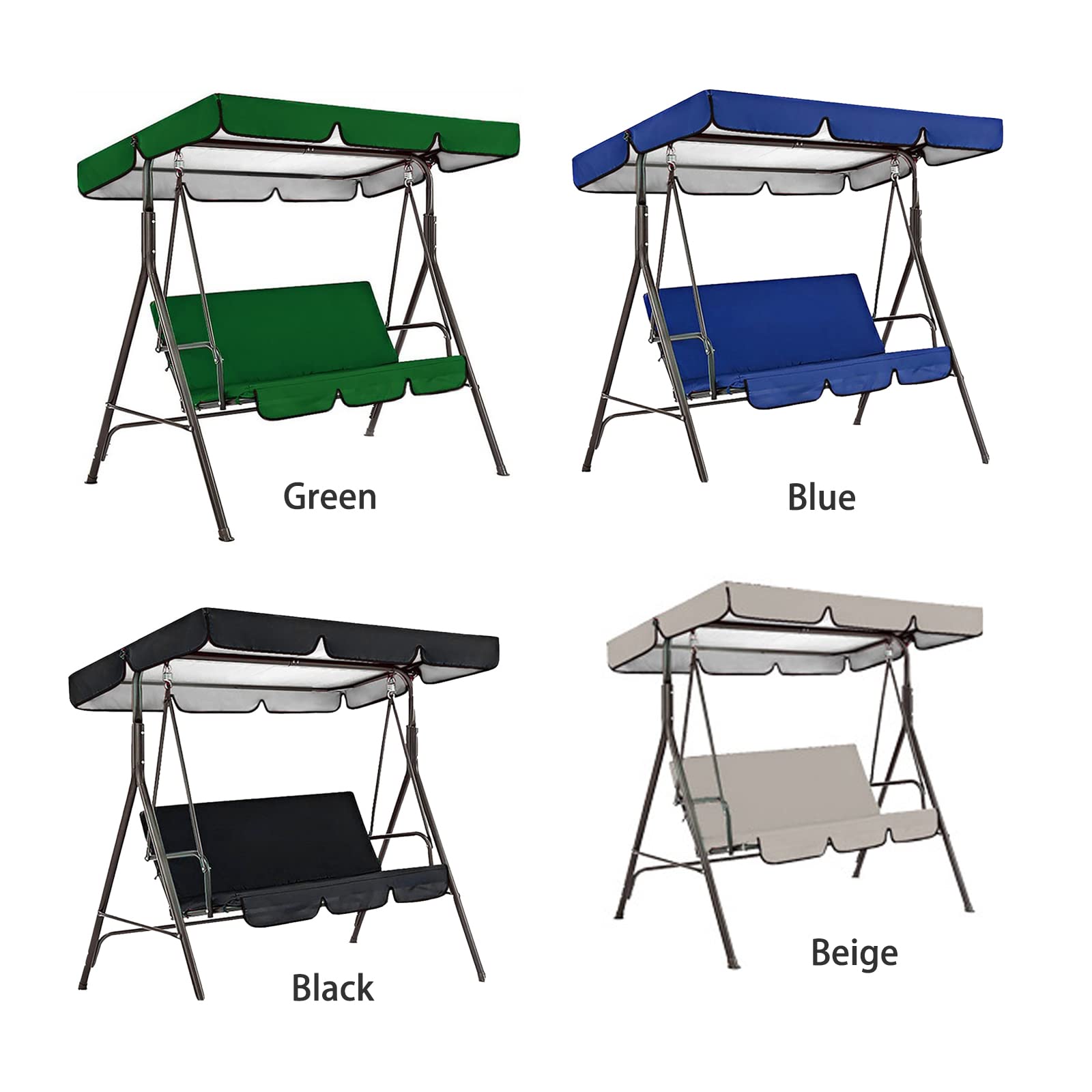 RXMORI Outdoor Swing Canopy Replacement Cover and Swing Seat Cover,Waterproof Outdoor Swing Cushion Cover Sun Shade Hammock Swing Cover(No Steel Frame)