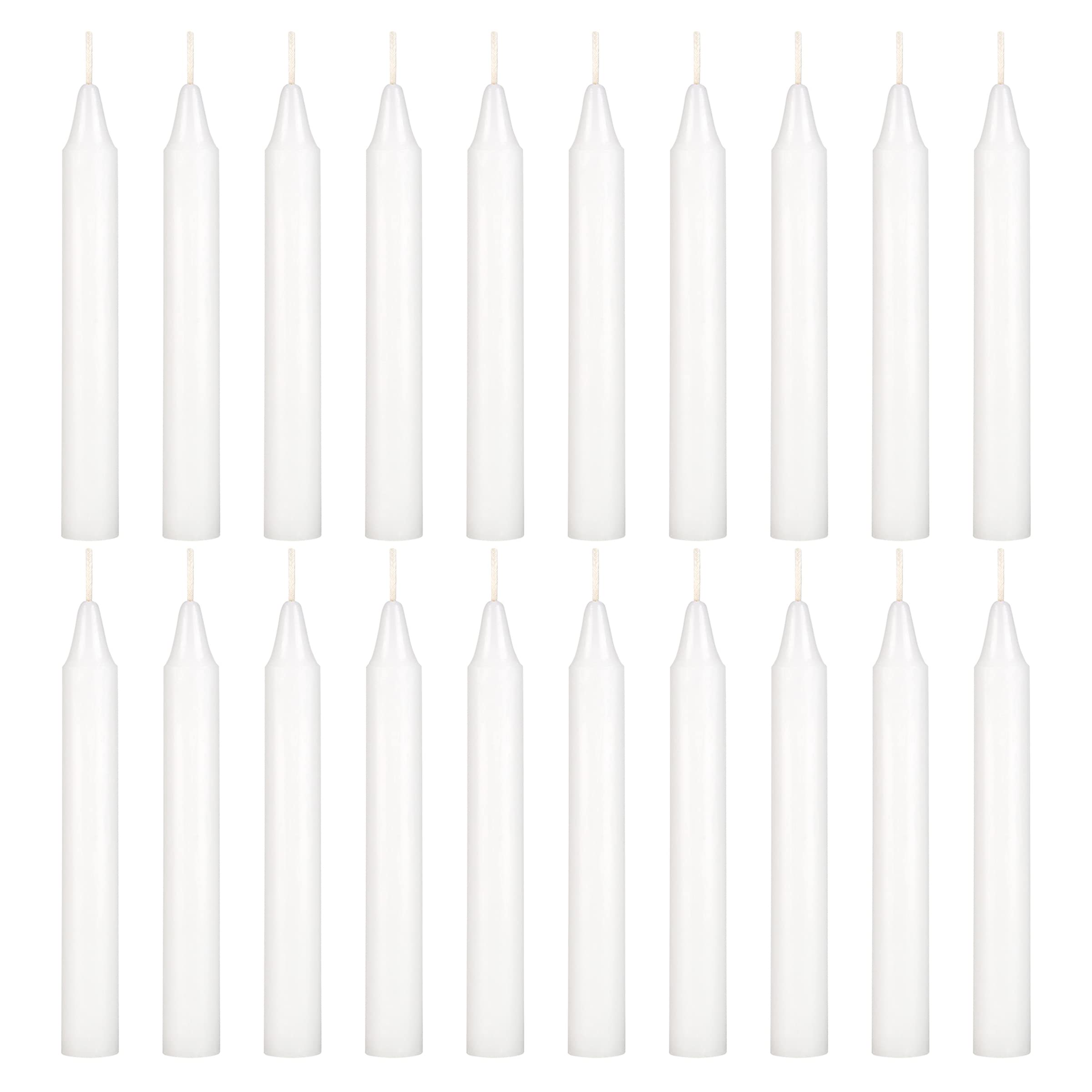 Mega Candles 20 pcs Unscented White Exquisite Mini Taper Candles, 4 Inch Tall x 1/2 Inch Diameter, Magic Chimes, Enchantment, Rituals, Casting Spells, Witchcraft, Wiccan, Altar, Metaphysical