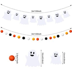 Halloween Banner 3 Pcs Burlap Boo Banner Felt Garland Ghost Decor White Orange and Black Hanging Halloween Decorations Outdoor for Party Halloween Birthday Fireplace Carnival Decorations