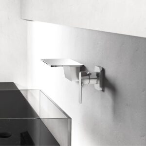 Widespread Waterfall Bathtub Mixer Taps Bath Shower Faucets Single Handle Spout Bathroom Sink Faucets Vessel Sink Vanity Faucets 1- Handle 2 Holes Wall Mount Lavatory Plumbing Fixtures (Chrome)