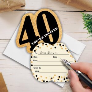 Haizct 15 Pack 40th Birthday Party Invitations With Envelopes,40th Party Invitations,40th Celebration,Birthday Party Invitations Cards For Adults