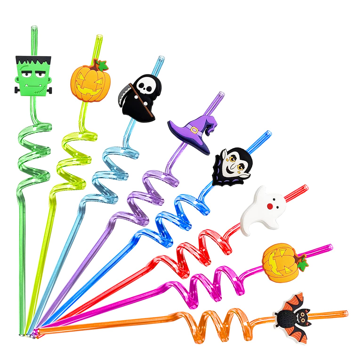 24 Reusable Halloween Straws Halloween Party Favors Halloween Party Decoration Birthday Party Decoration Supplies for Treat Bags Goodie Gifts