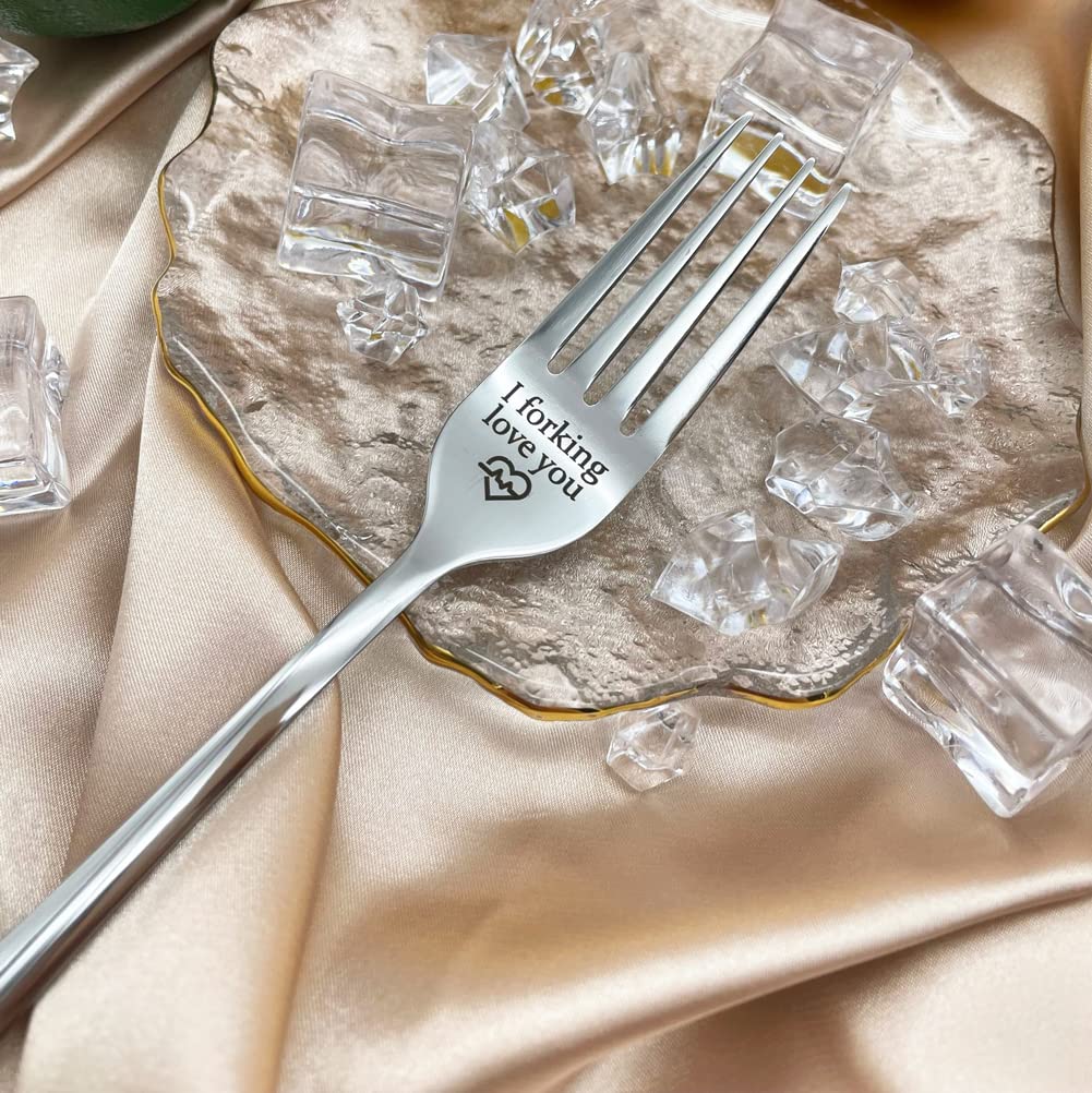 I Forking Love You Fork Gifts for Him Her Anniversary Christmas Gifts for Boyfriend Girlfriend Birthday Gifts for Husband Wife Dessert Dinner Forks for Hubby Wifey