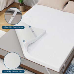 3 Inch Queen Memory Foam Mattress Topper, Cooling Gel Bed Topper with Removable Cover, Soft & Pain Relief & Breathable, CertiPUR-US & Oeko-Tex Certified