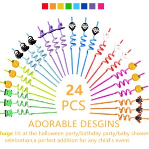 24 Reusable Halloween Straws Halloween Party Favors Halloween Party Decoration Birthday Party Decoration Supplies for Treat Bags Goodie Gifts