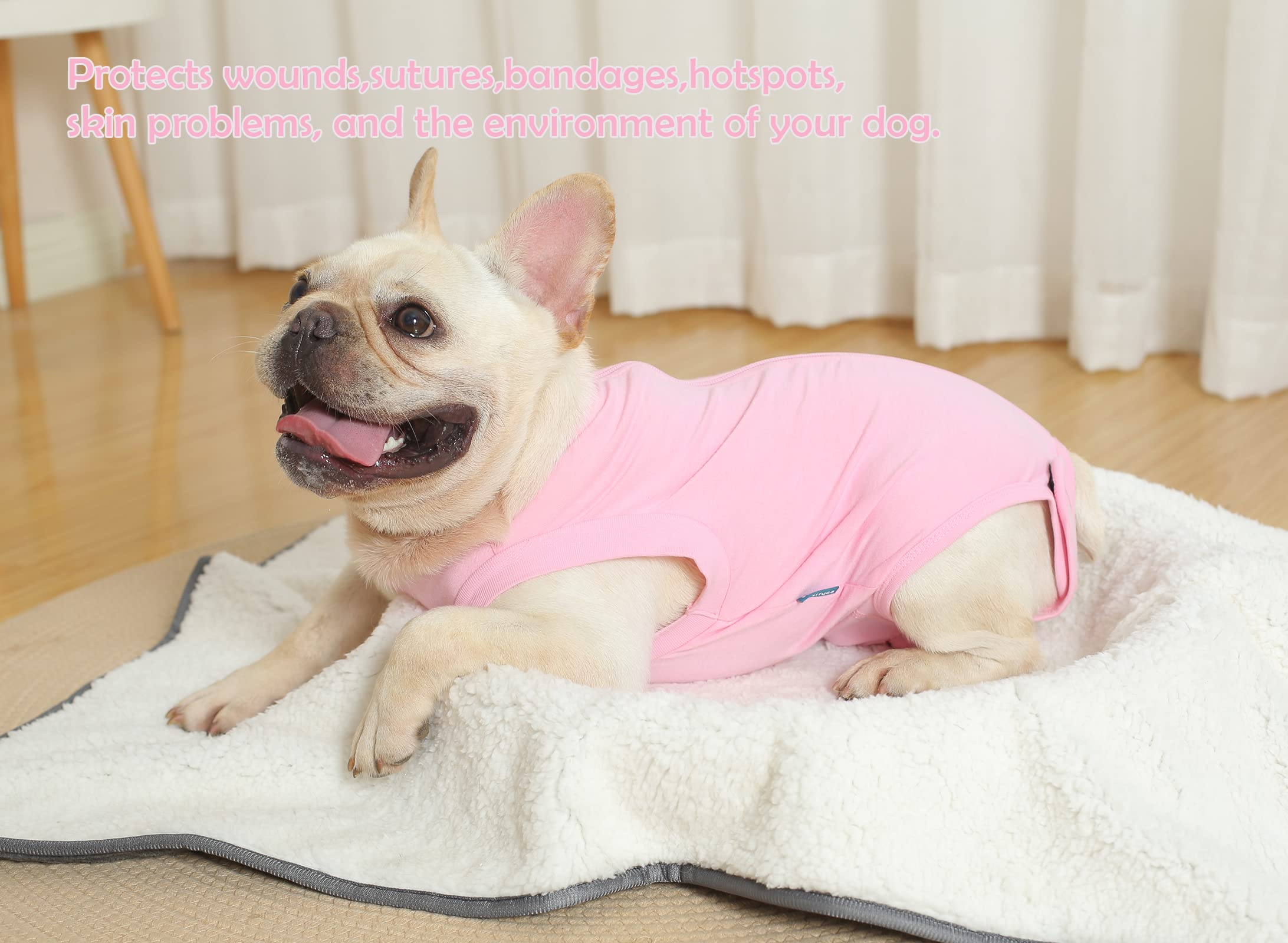 Caslfuca Dog Surgery Recovery Suit - After Spay, Abdominal Wounds Post Surgical Recovery, Anti Licking Breathable Dog Onesies for Small, Medium & Large Pet, Alternative Bandages Cone E-Collar