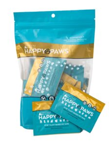 venture wipes happy paws - natural pet wipes for dogs and cats - biodegradable grooming wipes for paws, eyes, ears, glands, and more - large cleansing cloths for pet care essentials (20 count)