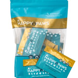 Venture Wipes Happy Paws - Natural Pet Wipes for Dogs and Cats - Biodegradable Grooming Wipes for Paws, Eyes, Ears, Glands, and More - Large Cleansing Cloths for Pet Care Essentials (20 Count)