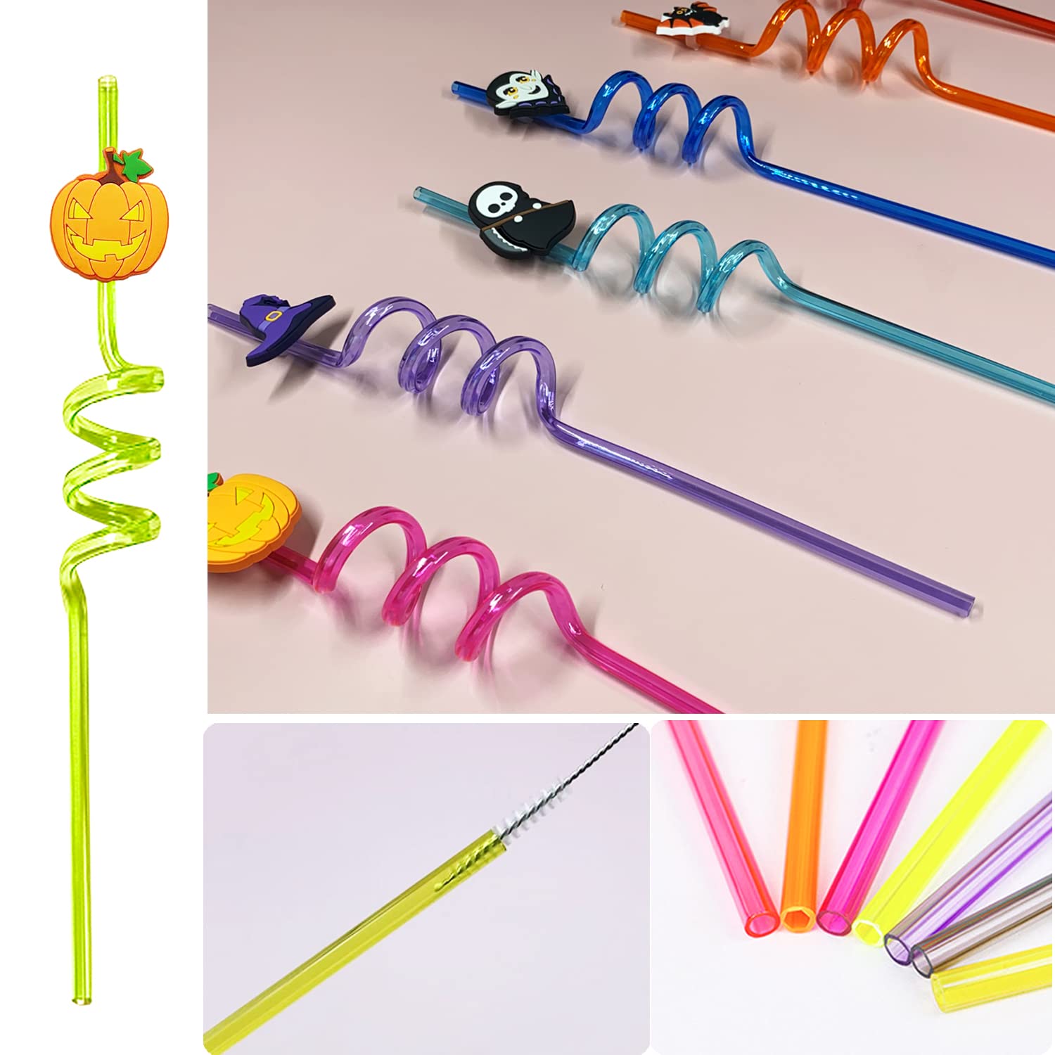 24 Reusable Halloween Straws Halloween Party Favors Halloween Party Decoration Birthday Party Decoration Supplies for Treat Bags Goodie Gifts