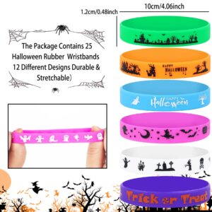 JUNEBRUSHS 50 Pack Halloween Party Favors Halloween Slap Bracelets Rubber Wristbands Assorted for Kids Halloween Slap Bands for Boys Girls Halloween Classroom Prizes Gifts Toys Treat Bag Fillers