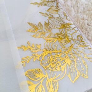 LUCKY STAR 25 sets Shiny Gold foil Floral Embossing Vellum Wedding Invitations Cards with Envelopes Blank Inner Sheets for Bridal Shower Baby Party Engagement Anniversary Invite Sweet 16