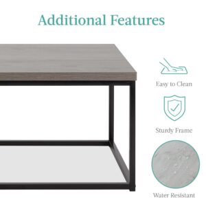 Best Choice Products 44in Modern Industrial Style Rectangular Wood Grain Top Coffee Table, Rustic Accent Furniture for Living Room w/Metal Frame, 1.25in Thick Butcher Block Tabletop - Gray