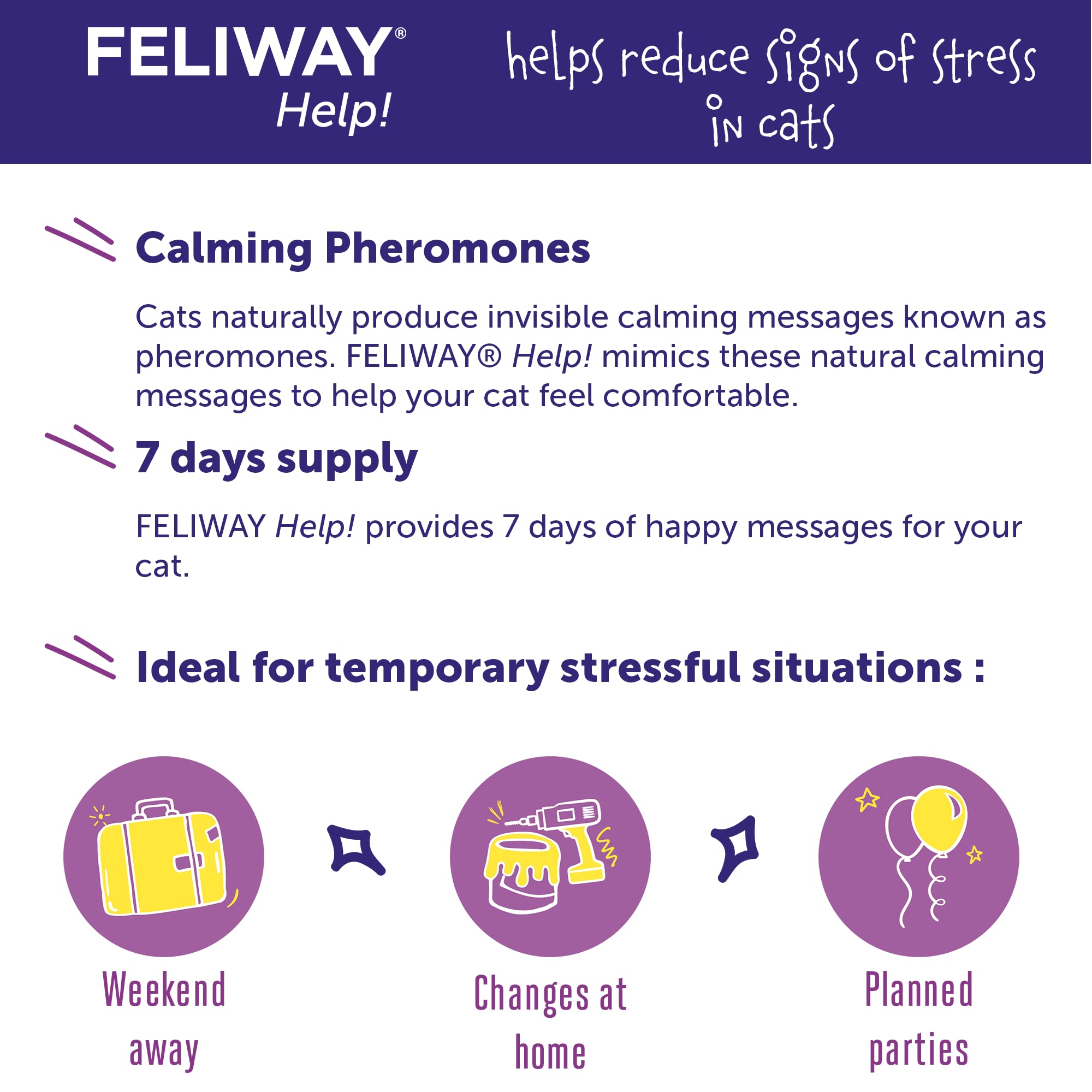 FELIWAY® Help! Cat Calming Pheromone Refills (7 days), 3-Pack