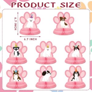 Ferraycle 8 Pcs Dog Themed Party Table Decorations Pink Dog 3D Honeycomb Centerpieces Dog Birthday Party Supplies Dog Centerpieces Decorations for Puppy Paw Print Birthday Supplies Baby Shower