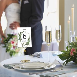 HomWanna Table Number Holders 20Pcs - 3.35 Inch Place Card Holder Table Number Stands for Wedding Party Graduation Reception Restaurant Home Centerpiece Decorations Office Memo Picture Photo (Gold)