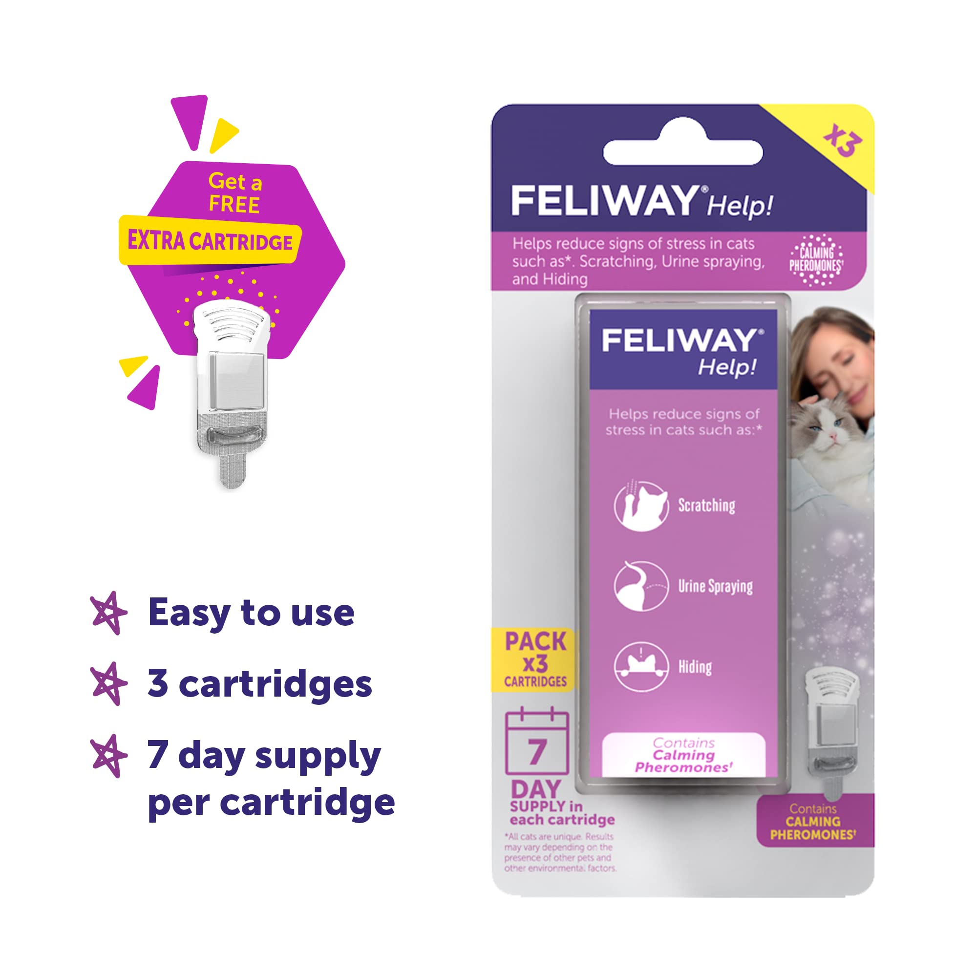 FELIWAY® Help! Cat Calming Pheromone Refills (7 days), 3-Pack