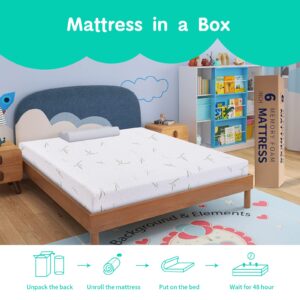 Opoiar Twin Kids Mattress 6 Inch, Memory Foam Mattress for Kids Twin Size in a Box,Medium Firm Bamboo Gel Infused Mattress for Bunk Bed,with White Cover,Made in USA,Supportive,CertiPUR-US