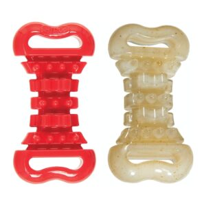 hero soft rubber and nylon chew bones dog toy, mental & physical stimulation, small, 2 pack