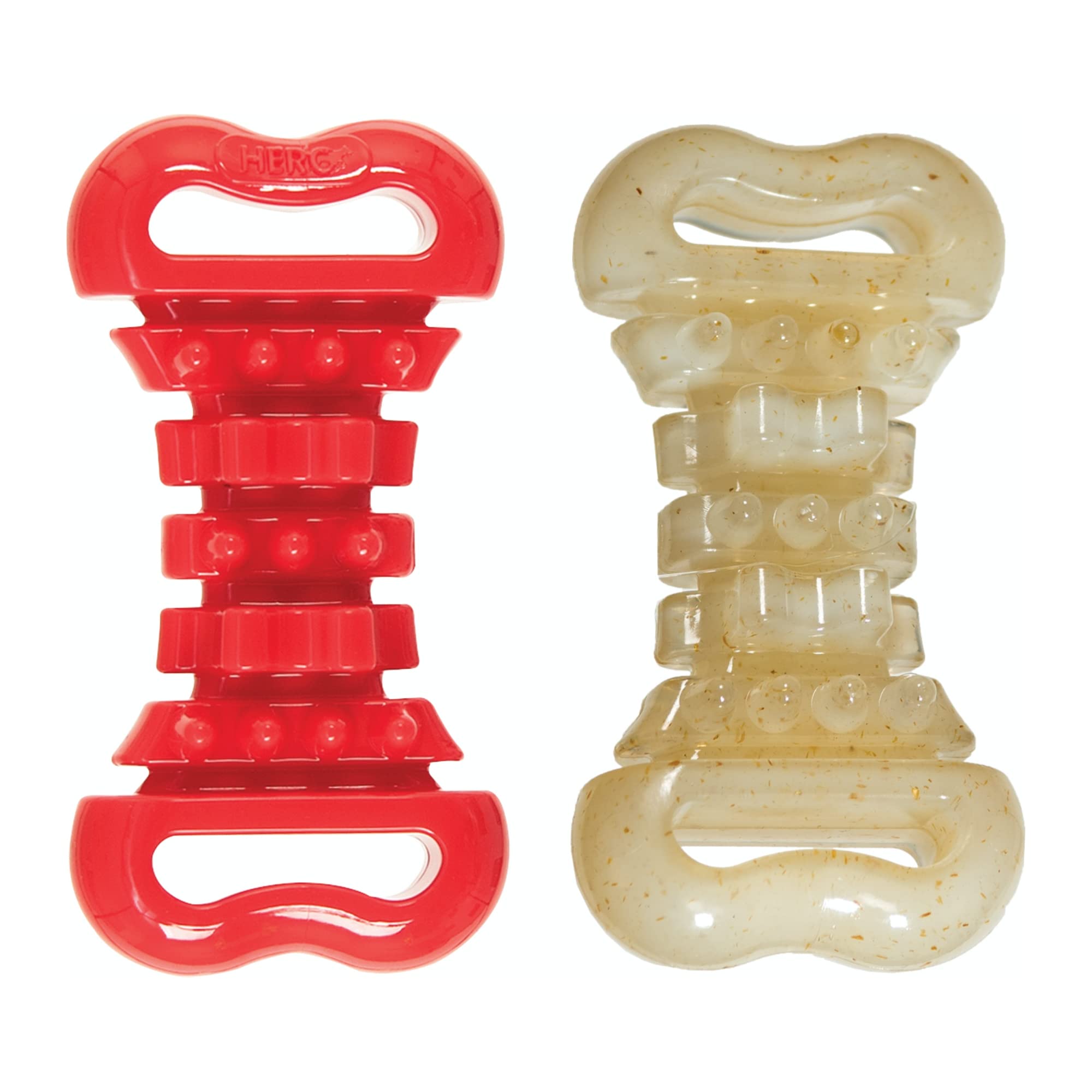 Hero Soft Rubber and Nylon Chew Bones Dog Toy, Mental & Physical Stimulation, Small, 2 Pack