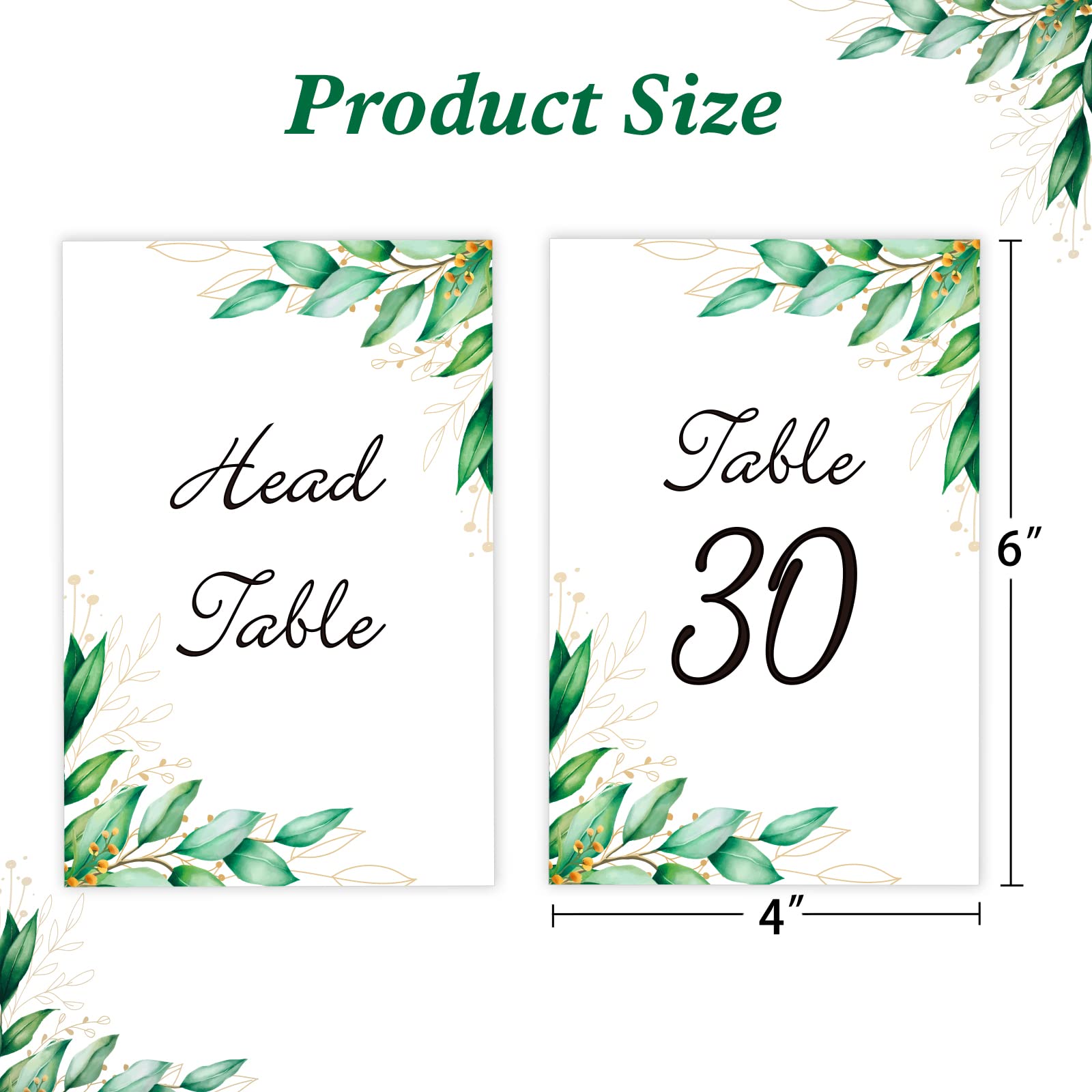 SICOHOME Wedding Table Numbers Cards 1-30 with Head Table Numbers Greenery Table Cards Double Sided Party Table Numbers for Wedding Reception Baby Shower Birthday Bridal Party Anniversary Banquets