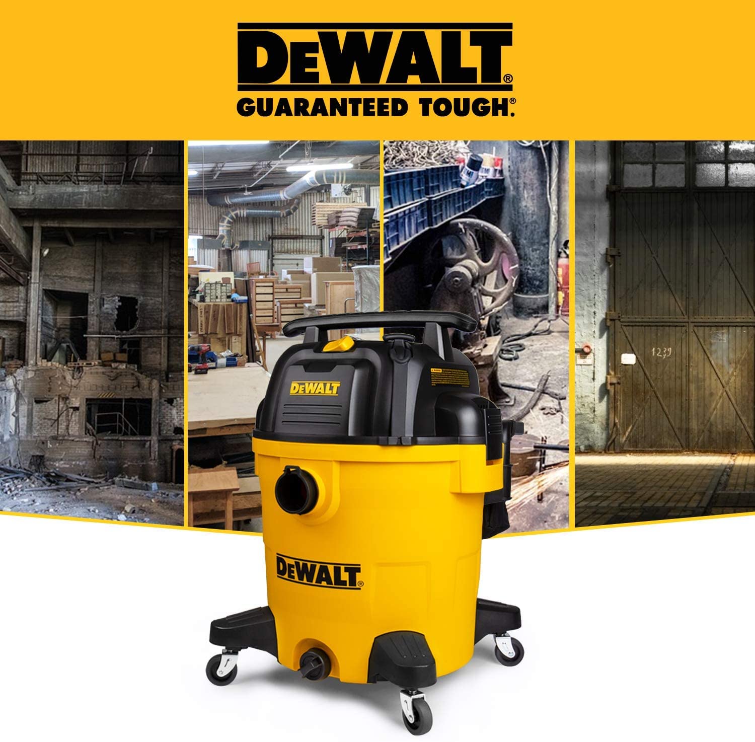 DEWALT Poly Wet/Dry Vacuum DXV12P 12 Gallon Professional Shop Vacuum, 5.5 HP Power, 27 ft Working Range