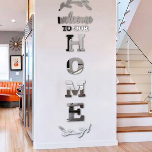 m achoose wall decor home letter signs home decor living room decor mirror wall stickers acrylic wall decor for bedroom (60 ×18 inches silver)