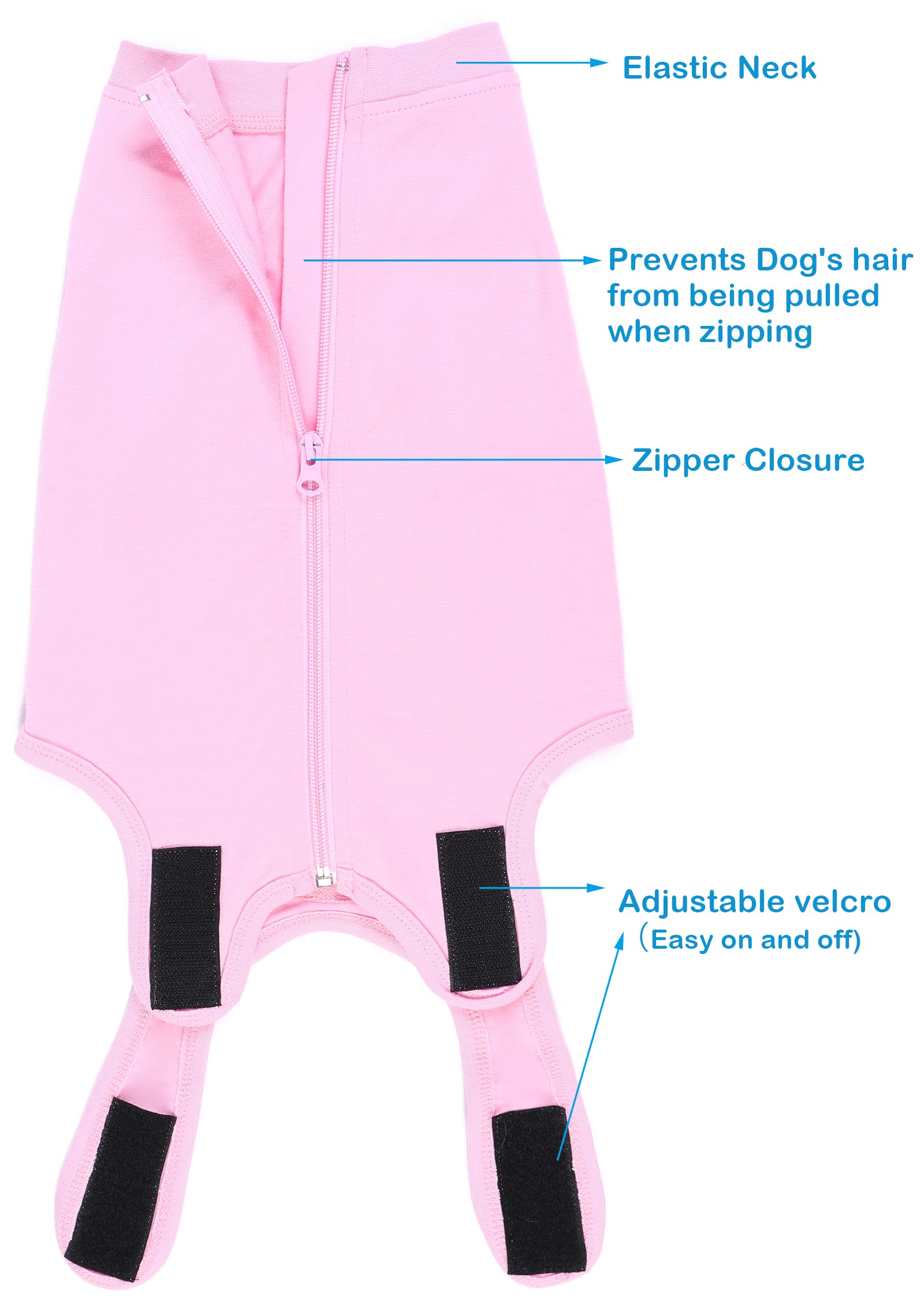 Caslfuca Dog Surgery Recovery Suit - After Spay, Abdominal Wounds Post Surgical Recovery, Anti Licking Breathable Dog Onesies for Small, Medium & Large Pet, Alternative Bandages Cone E-Collar