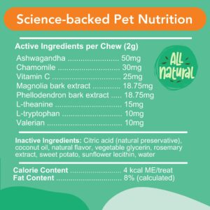 Vivus Pets Vegan Calming Chews for Dogs Anxiety Relief - Chick'n Flavored Dog Calming Treats for Training & Behavior Aid - All Natural Ingredients, Suitable for Dogs of All Breeds, 5.3 Oz