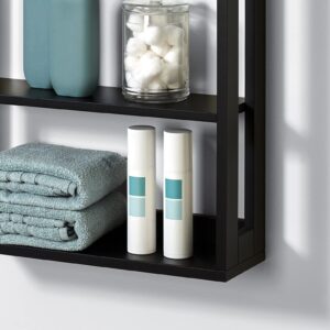 Zenna Home Wall Shelf, Black 4-Tier Organizer – Space-Saving Wall-Mounted Storage with Open Shelves for Towels, Toiletries, or Kitchen Essentials, Ideal for Bathroom, Kitchen, or Small Areas