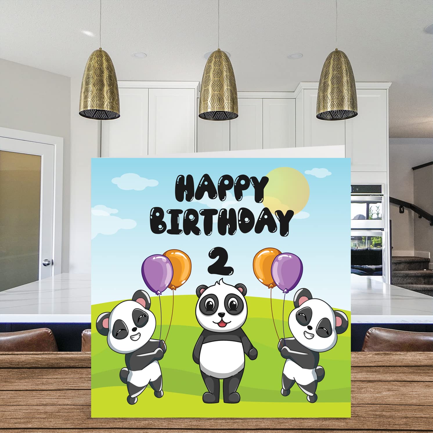 2nd Birthday Card Unisex - Panda Party - Happy Birthday Card 2 Year Old, 5.7 x 5.7 Inch Cute Greeting Card for Son Daughter Brother Sister Grandson Granddaughter Niece Nephew Cousin