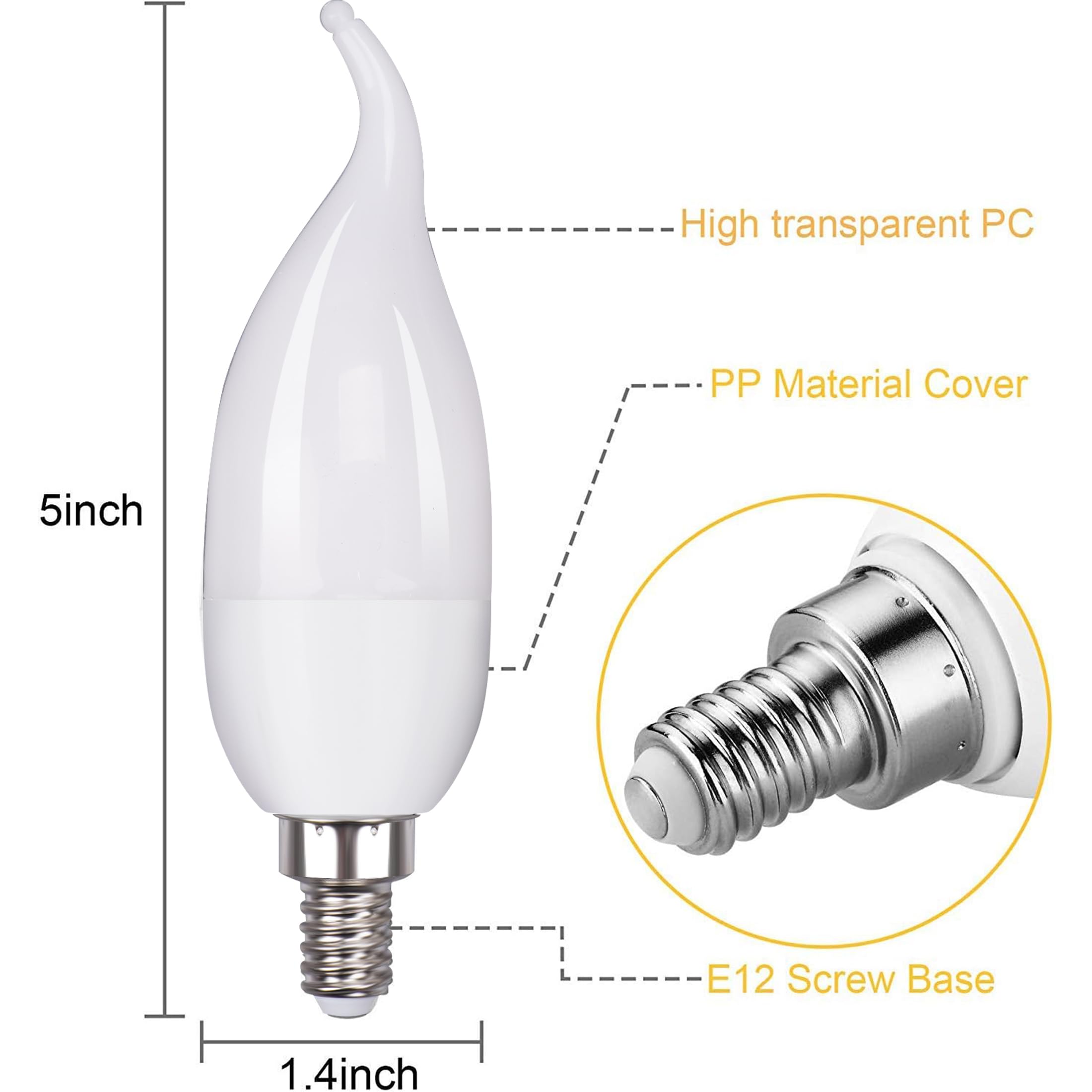 OHLGT E12 Flame Bulbs 8 Packs, 3 Mode LED Candelabra Flame Light Bulb 2.0 Watt Warm White Chandelier Flame Bulbs,1800k Candle Light Bulbs, Flame Tip for Christmas Party Decorations