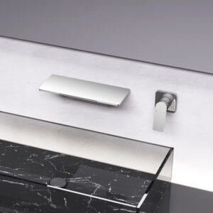 Widespread Waterfall Bathtub Mixer Taps Bath Shower Faucets Single Handle Spout Bathroom Sink Faucets Vessel Sink Vanity Faucets 1- Handle 2 Holes Wall Mount Lavatory Plumbing Fixtures (Chrome)