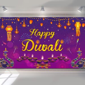 happy diwali backdrop banner diwali wall backdrops photography background banners and signs diwal party decorations supplies for indian light celebration party, happy diwali festival, 72 x 43 inch