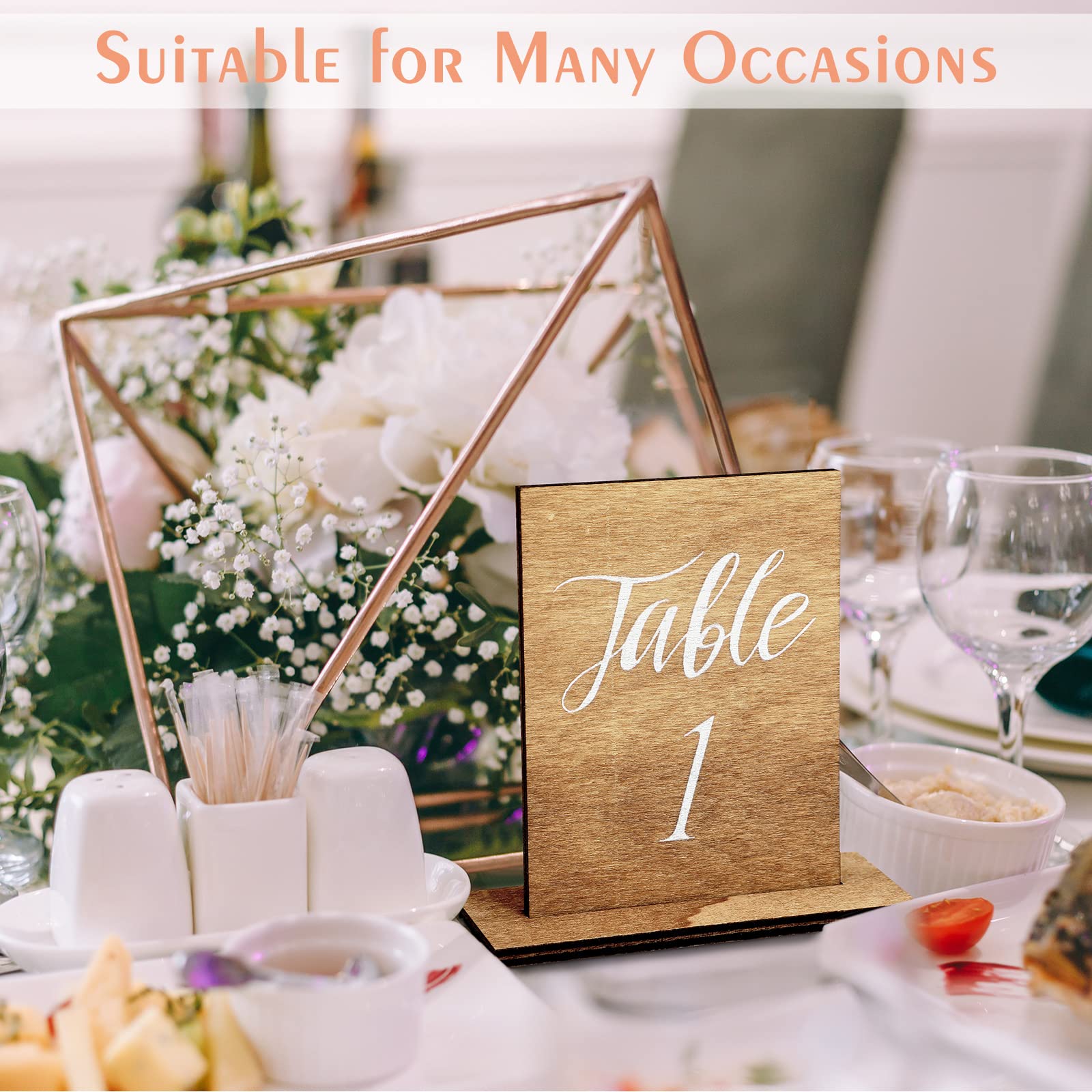 30 Pcs Wedding Wooden Table Numbers 1-30 Wedding Table Numbers with Wooden Base Rustic Wedding Centerpieces for Tables Number Wooden Sign for Banquet Restaurant Party Decor, 3.9 x 5.9 Inch