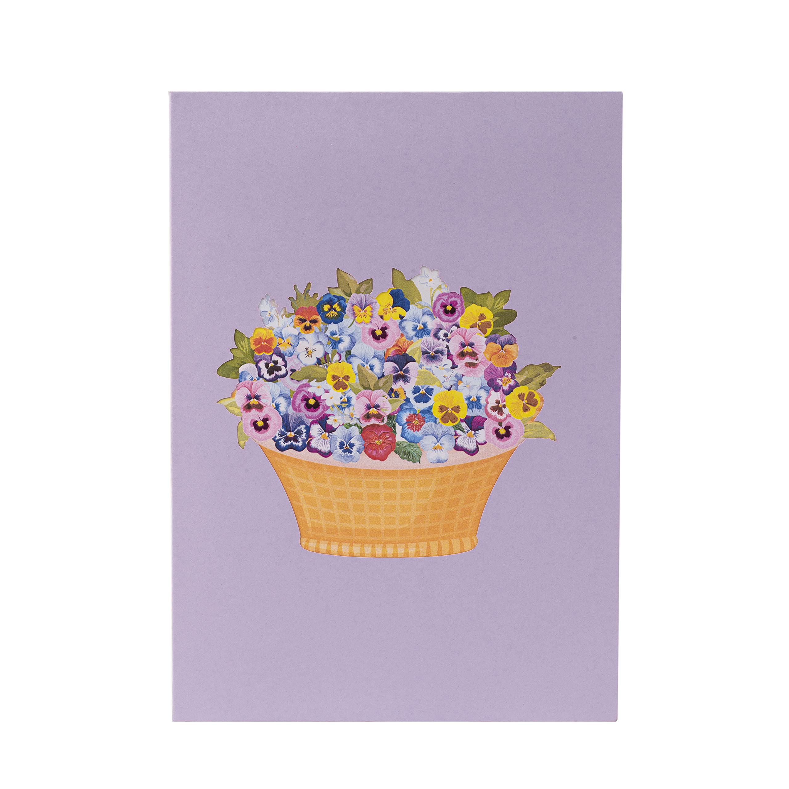 TRUANCE Pop Up Card, Greeting Card, Pansy Flower Basket, For Mother's Day, Fathers Days, Anniversary Card, Birthday Card, Love Card, Valentine Cards, Thank You Card, All Occasions